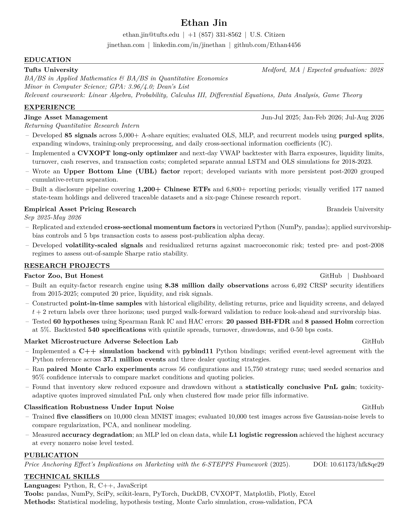 Preview of Ethan Jin’s resume; open the PDF for selectable text and full detail.